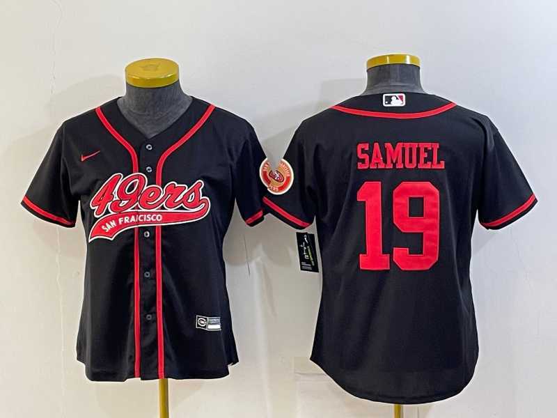 Womens San Francisco 49ers #19 Deebo Samuel Black With Patch Cool Base Stitched Baseball Jersey